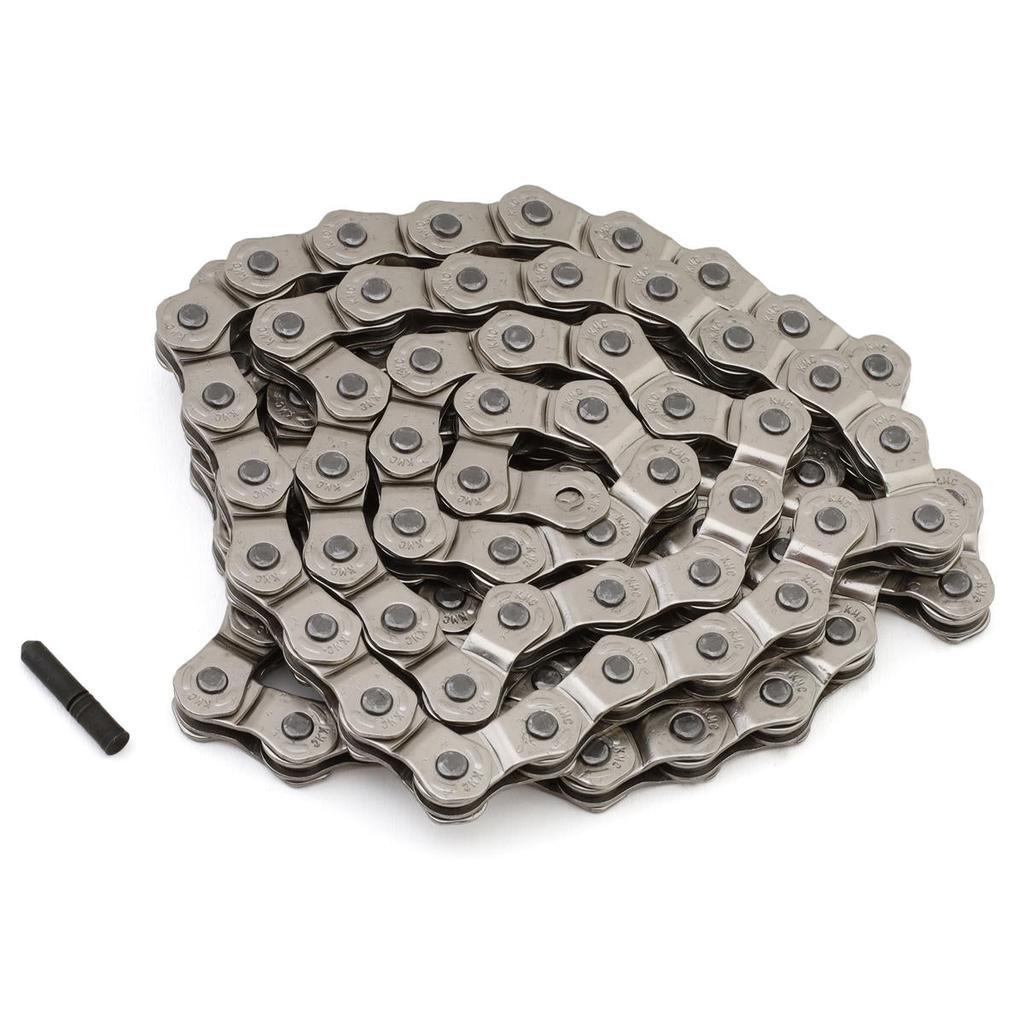 The KMC HL1 Narrow Chain (3/32 Inch) is shown coiled with its connecting pin on the left, displayed against a white background.