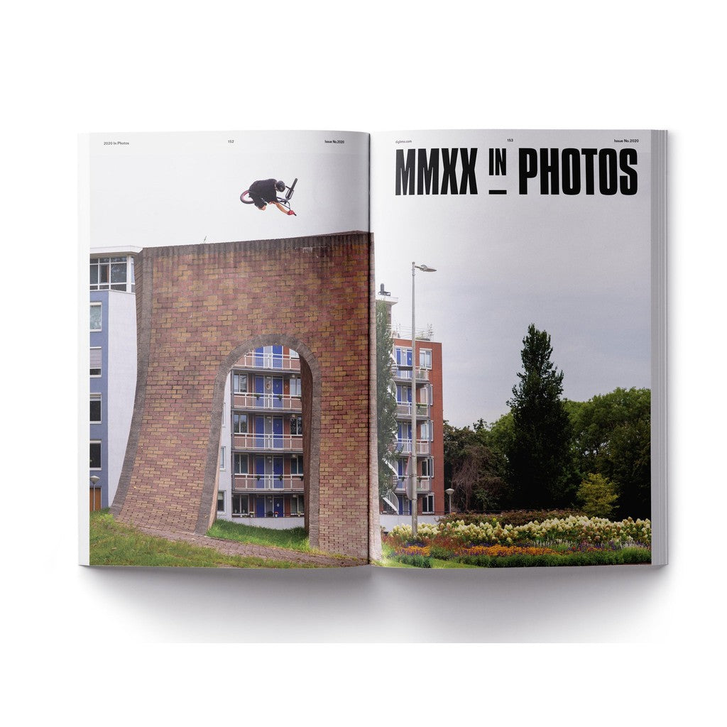 A photo of a DIG Book 2020 - Photo Annual capturing an incredible jump over a tall building.
