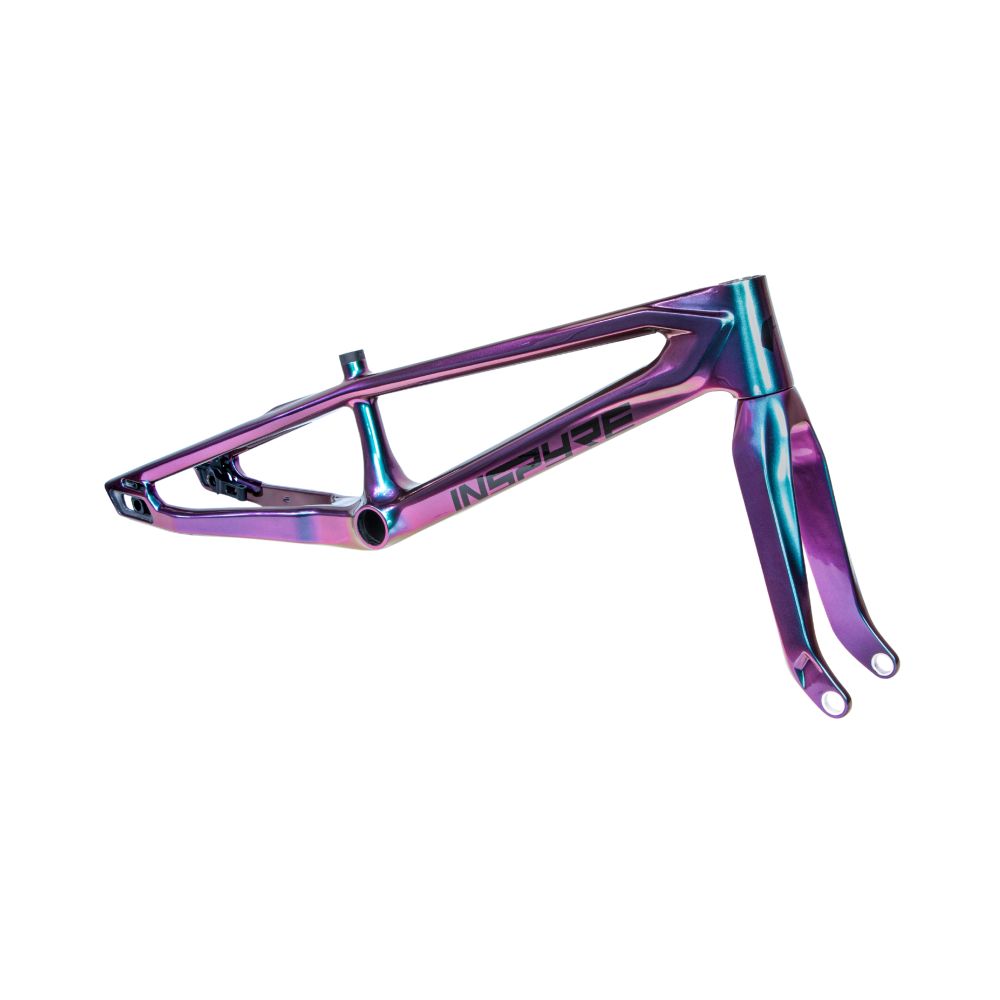 Inspyre Era Pro Frameset in iridescent purple and blue with matching fork.