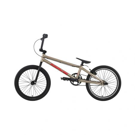 A beige Inspyre Neo Pro L Race Bike (2027) with black wheels, seat, and handlebars—featuring sealed hubs—is shown in profile view against a white background. This entry level race bike combines stylish looks with reliable performance for new riders.