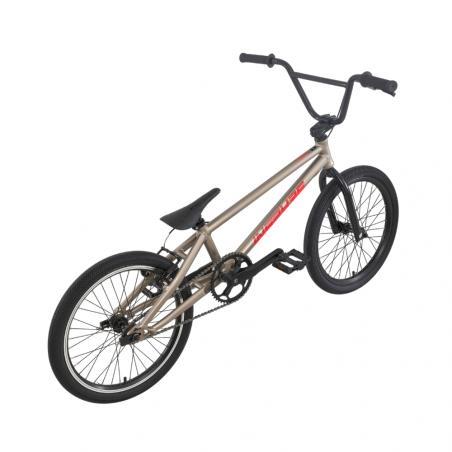 The Inspyre Neo Pro L Race Bike (2027) is an entry-level race bike with a beige frame, black seat, black handlebars, and black wheels equipped with sealed hubs, shown from a rear side angle against a white background.