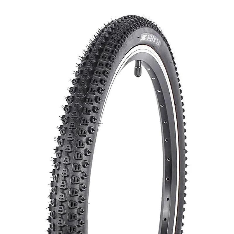 The IRC Siren SX 20 Inch Tyre features spikes for exceptional grip on icy roads and challenging terrain—ideal for riders seeking top performance and reliability from their bike tyres.