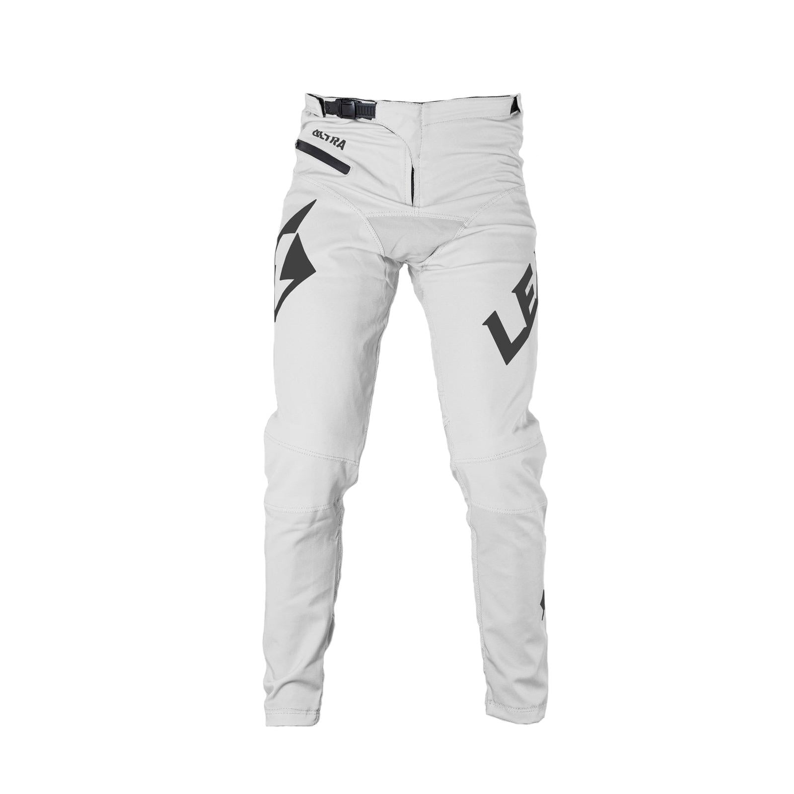 A slim-fit Lead Ultra Pant in white and black, designed for reducing drag.
