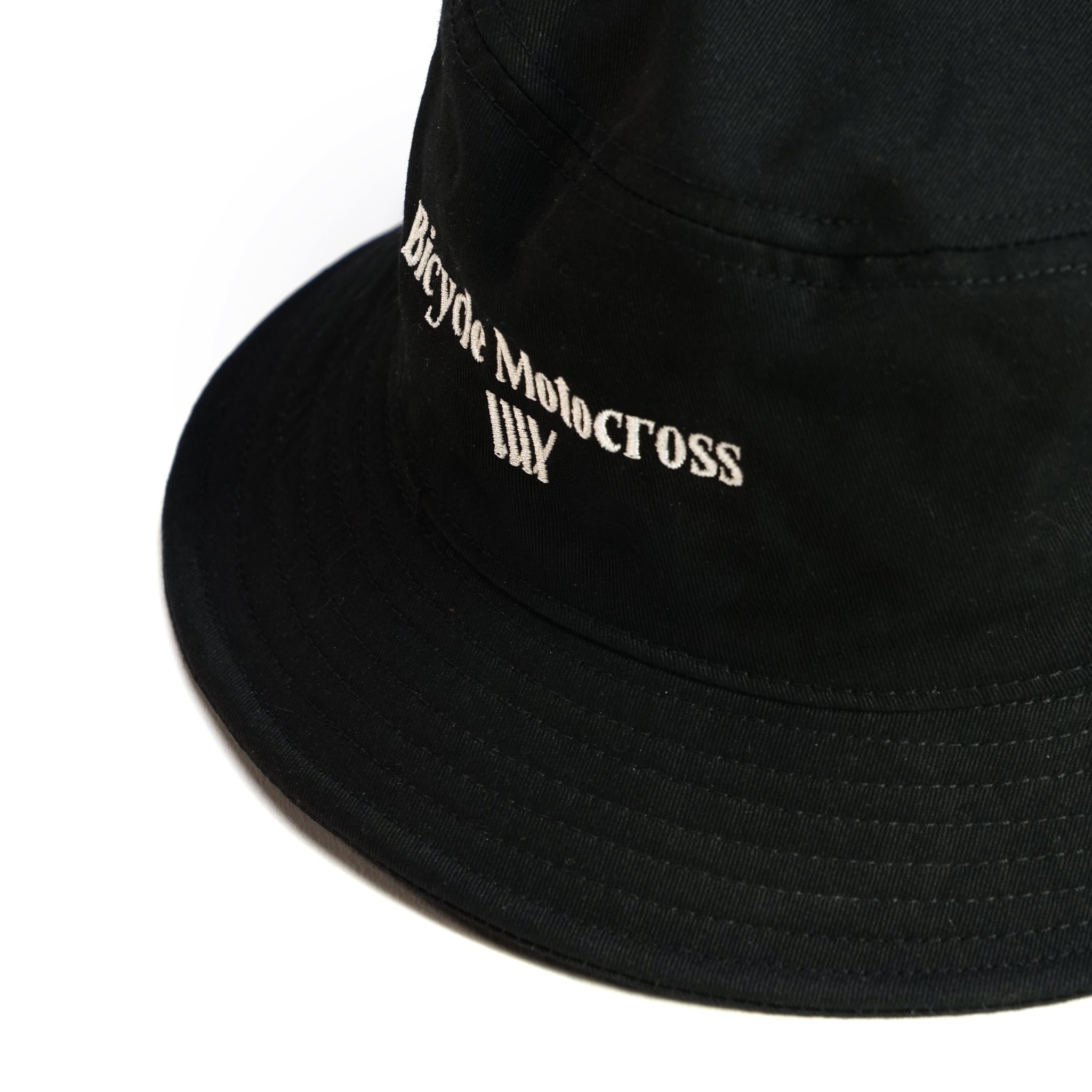 A black LUXBMX Bicycle Motocross bucket hat featuring the text "Bicycle Motocross" embroidered in white on the front.