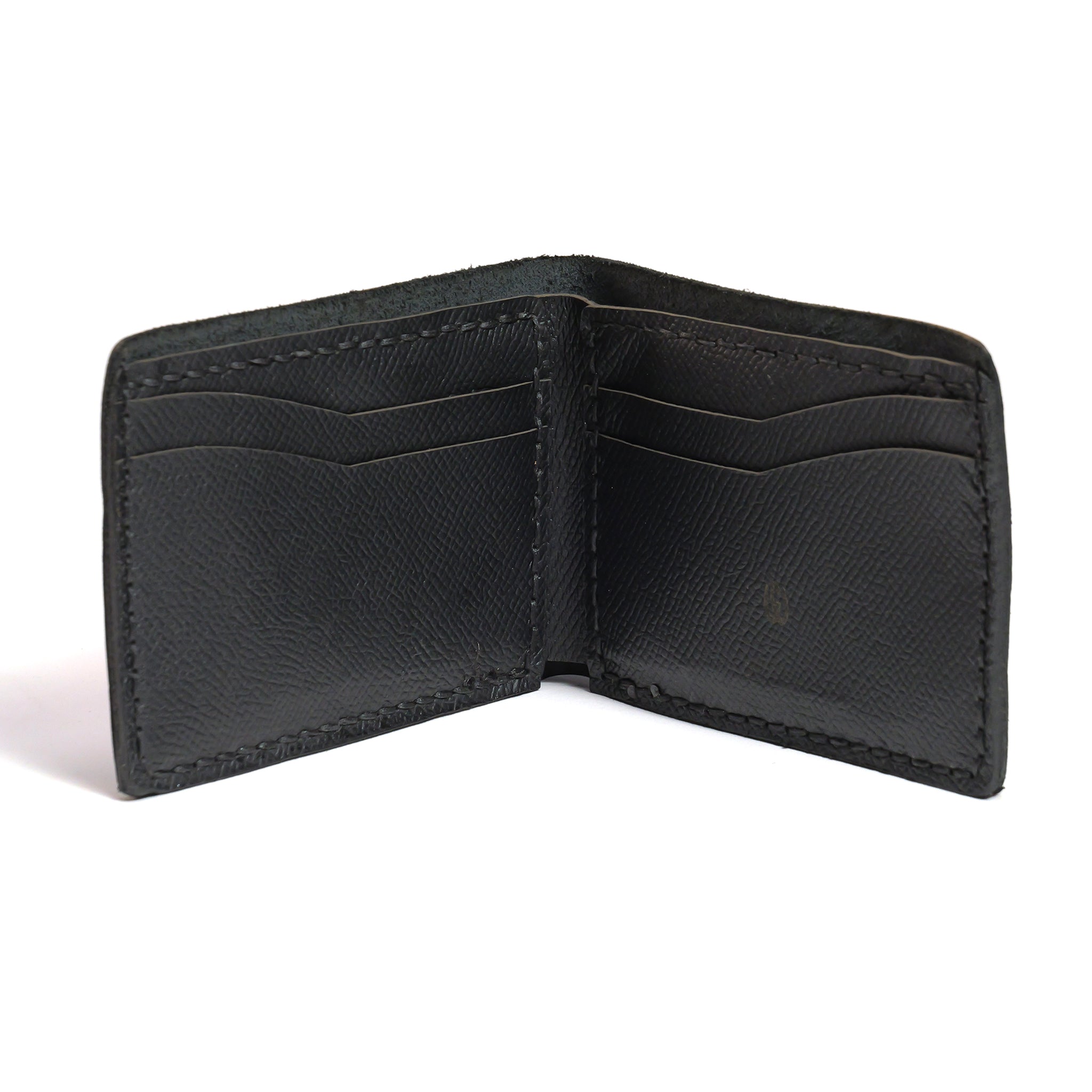 The LUXBMX Bifold Leather Wallet, handmade in Queensland from full-grain leather, has multiple card slots on both sides and is displayed against a plain white background.