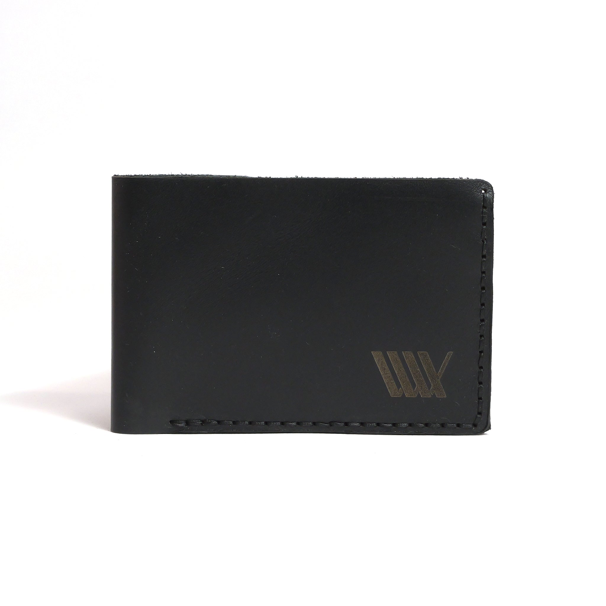 The LUXBMX Bifold Leather Wallet is handmade in Queensland from full-grain leather, with minimal stitching and a subtle embossed logo at the bottom right, displayed on a white background.