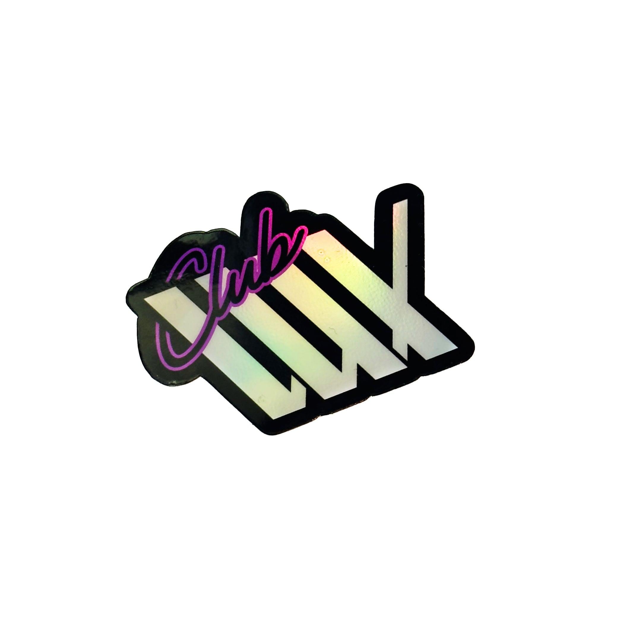 A graphic depicting the text "Slub Mix" in a stylized font with "Slub" in purple script and "Mix" in bold block letters, resembling the trendy LUXBMX CLUB LUX Holo NFS Sticker design.
