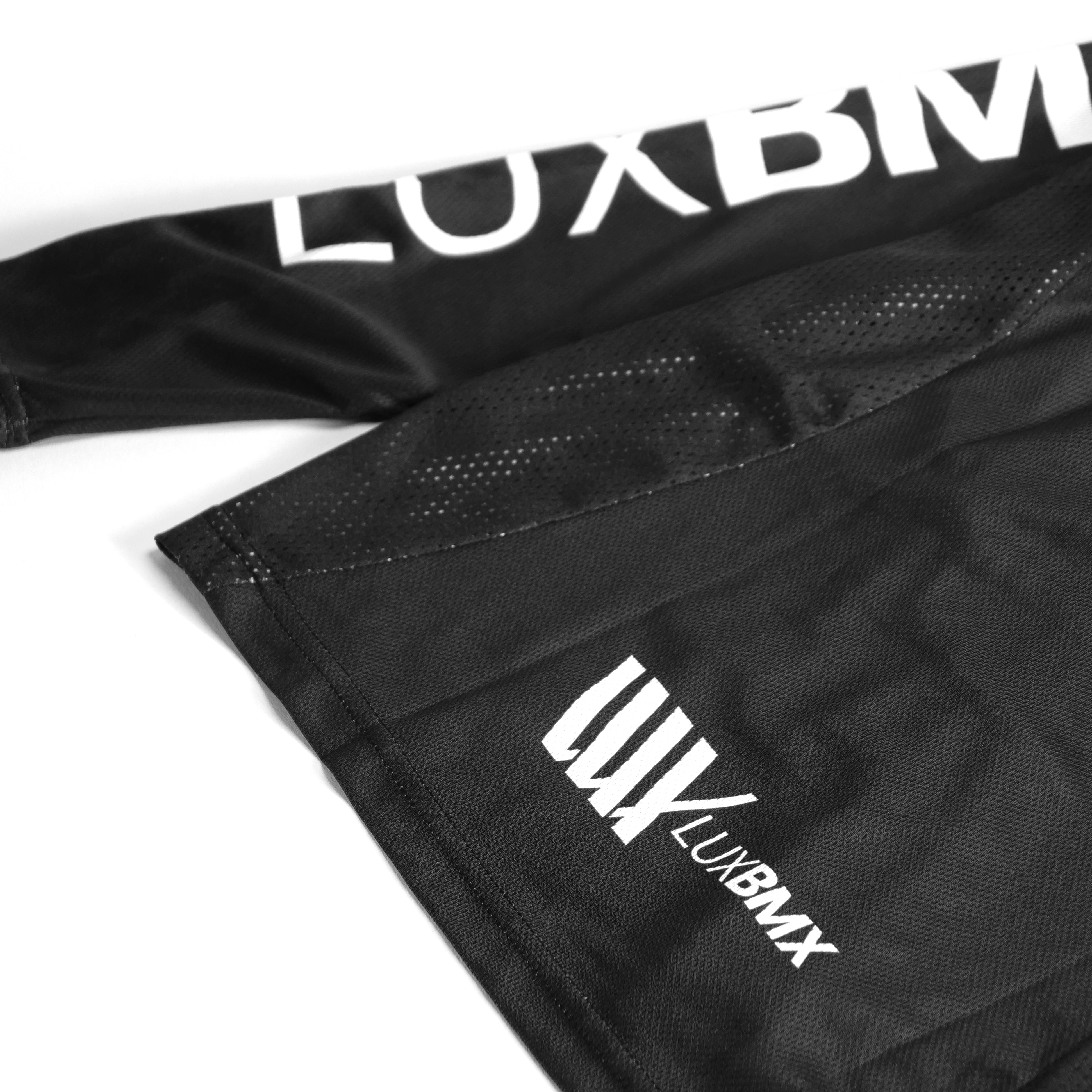 Black LUXBMX Race Jersey V2 with a white "LUXBMX" logo.