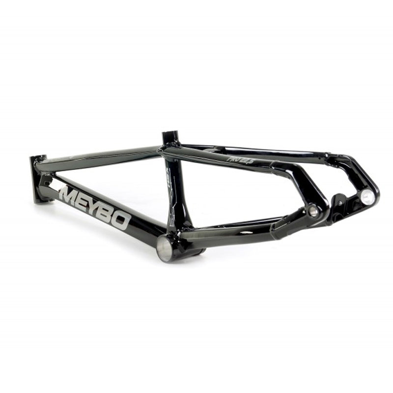 A black Meybo 2024 HSX Pro XXL Frame with an aluminium version on a white background.