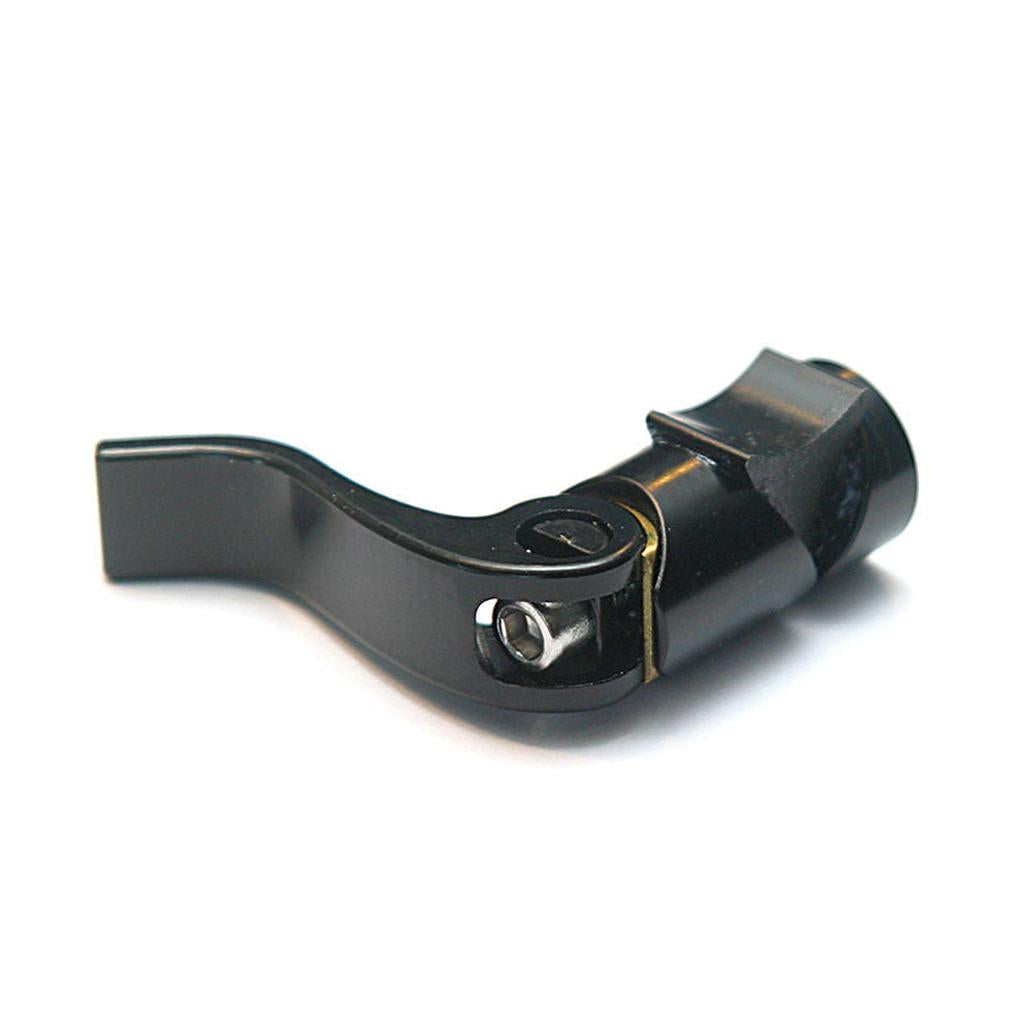 Black metal seat clamp with a curved cam lever and visible bolt, designed as a quick-release upgrade for Meybo HSX Carbon Frame V2 (2024 onwards).