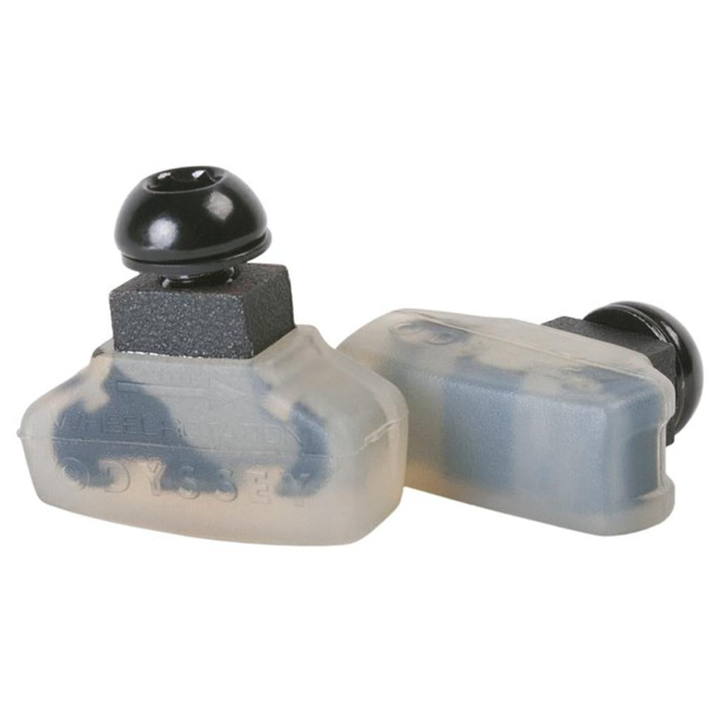 Two translucent Odyssey Ghost Pads, complete with black mounting hardware, are displayed against a white background, ready for installation.