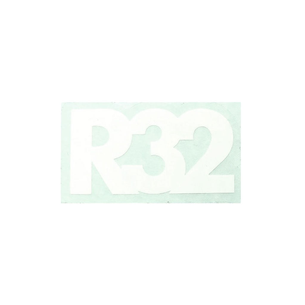 The Odyssey R32 Fork Decal features white "R32" lettering on a light green background, ideal as a replacement or stylish decal.