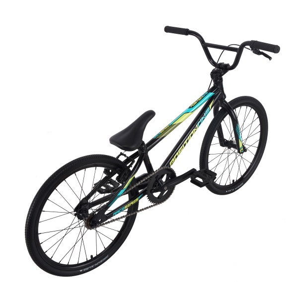 A durable black and blue Position One Expert Bike (2024) with an aluminium frame on a white background.