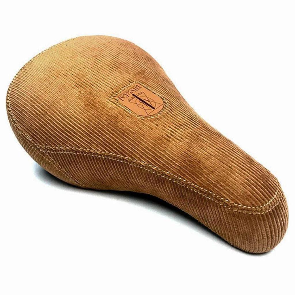 Tan corduroy Primo Biscuit Corduroy Pivotal Seat with a central branded leather patch.
