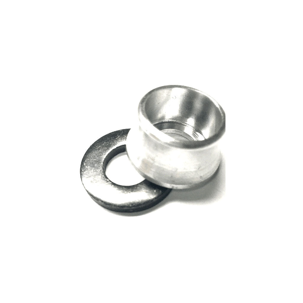 On a white background sits the Profile Axle Volcano Washer Alloy-Steel, resembling sleek aluminum washers and bushings.