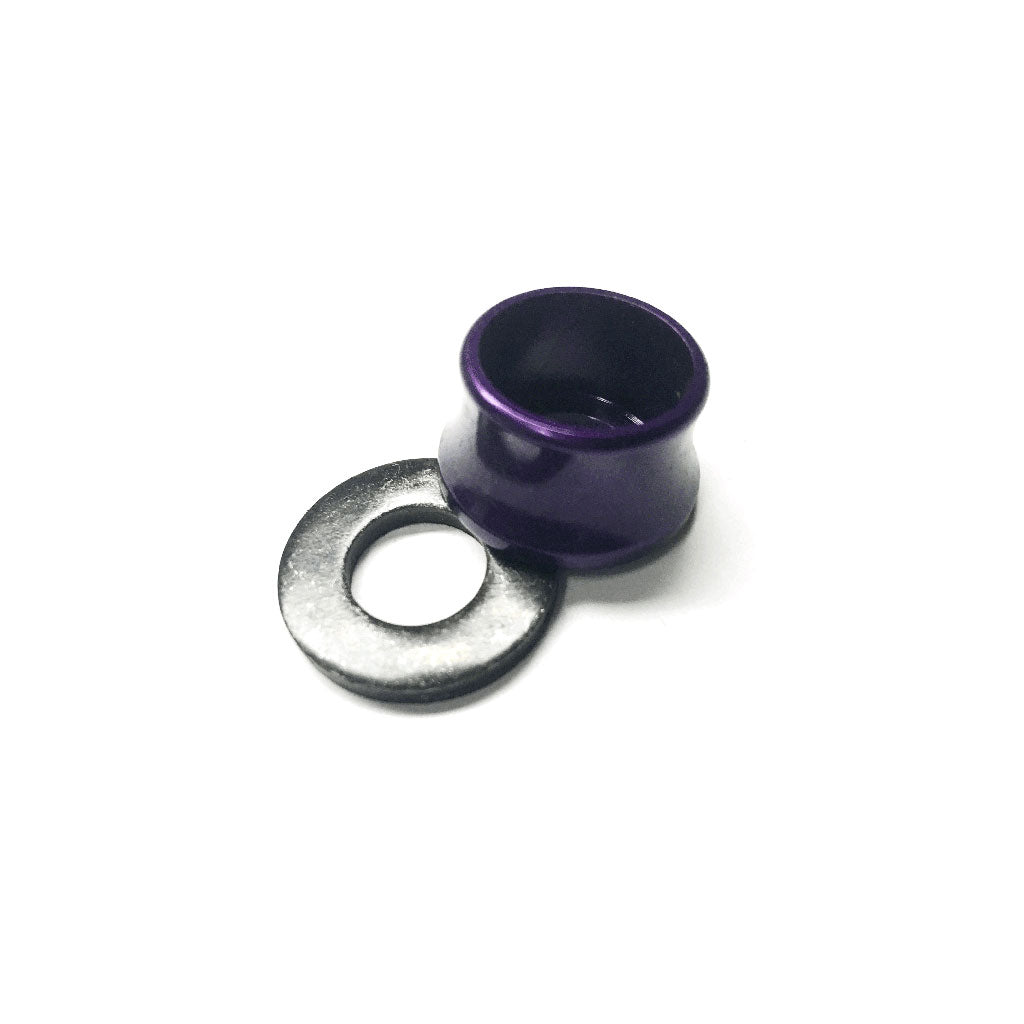 A Profile Axle Volcano Washer Alloy-Steel (each), a small purple aluminum grommet with a separate metallic washer, is set against a pristine white background.