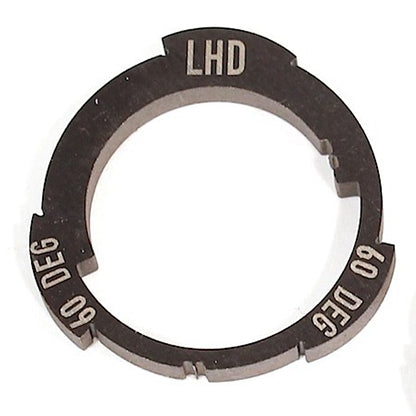 The circular metal shim has "LHD" and "60 DEG" labels with edge notches, reminiscent of the precise design found in the Profile Z-Coaster Hub Slack Cam Ring.