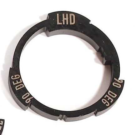 Black Profile Z-Coaster Hub Slack Cam Ring with beige text labeled "LHD," "90 DEG," and "20 DEG," designed for compatibility with the Z Coaster™ hub's freecoaster mechanism.