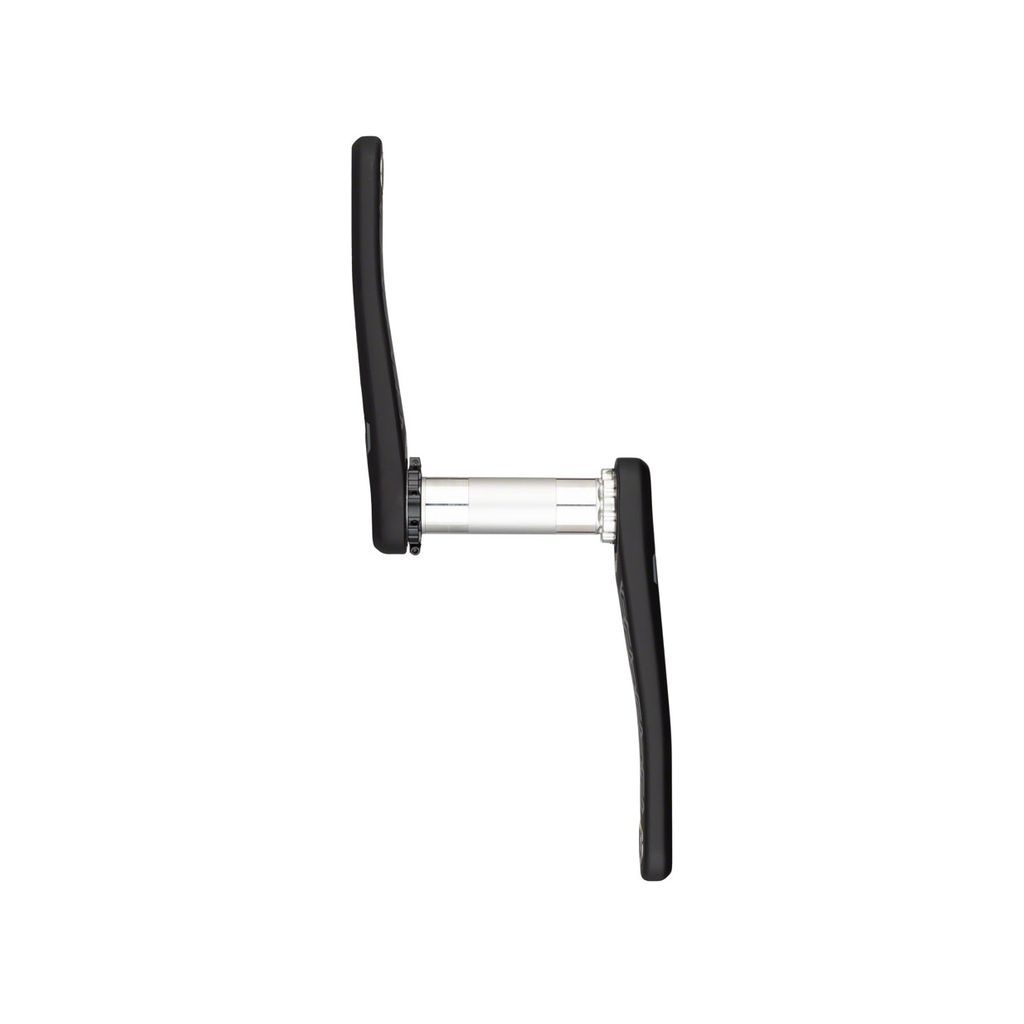 A black handle bar with a Promax CK-1 Carbon Crank Set attached to it.