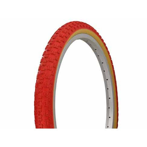 A retro CST Comp 3 Tyre (Each) red bicycle tyre on a white background.
