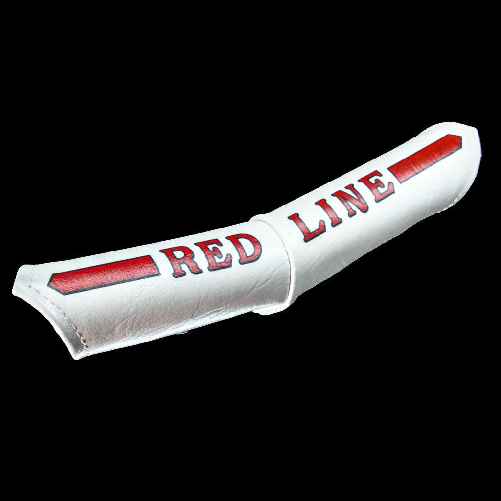 A Redline Proline Frame/Fork/Handlebar Kit in white leather with red text.