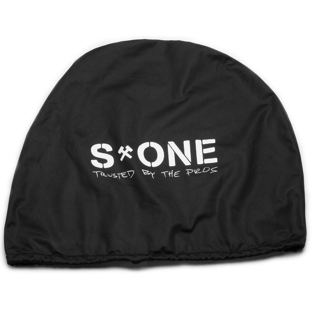 S-One Lifer Premium Helmet Bag with "STONE Trusted by the Pros" written in white text on the front, featuring a cozy fleece inner liner for added warmth.