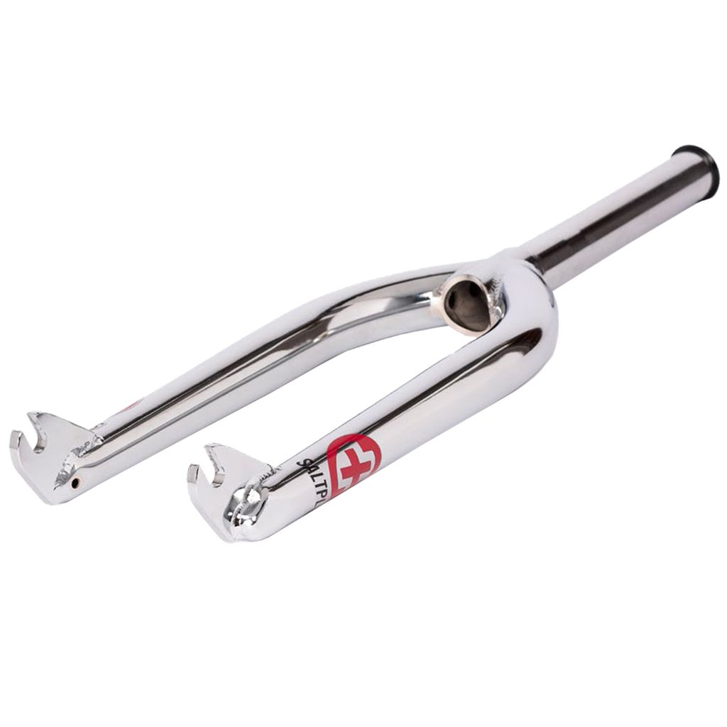 A sleek pair of Salt Plus EX Fork forks featuring crmo blades on a black background.