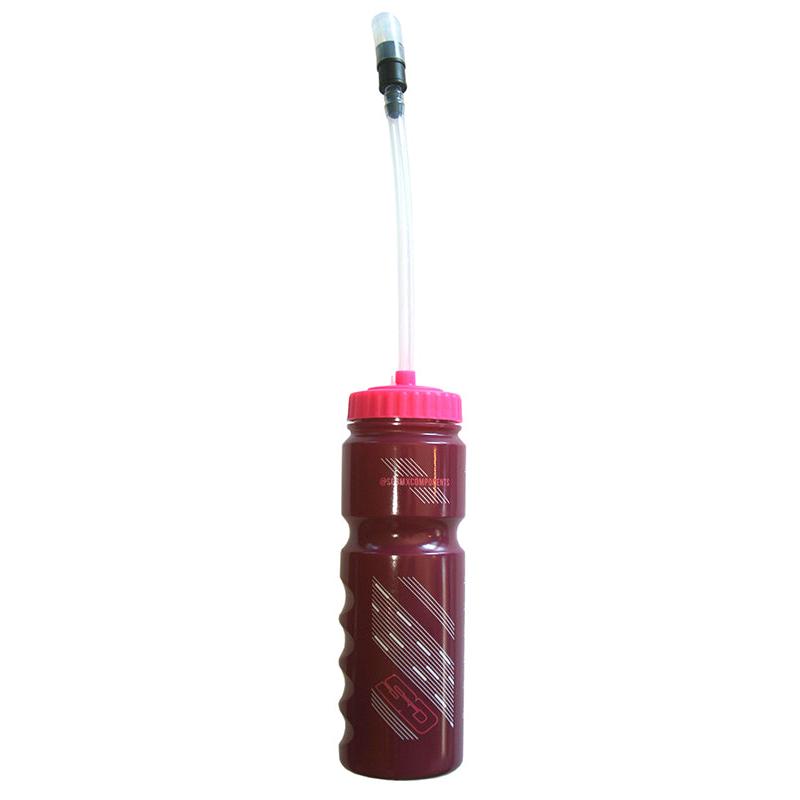 SD and Meybo Water Bottle With Straw 26.5 in the maroon Saya colourway, featuring a pink cap and a long clear straw.