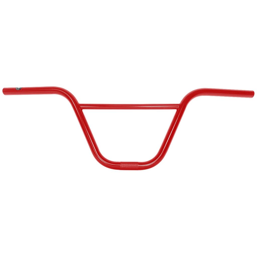 The S&M Credence XL Bars are crafted from durable 4130 CrMO, featuring a smooth, glossy red finish and an upward 9.25" rise design, embodying quality and style for any biking enthusiast.