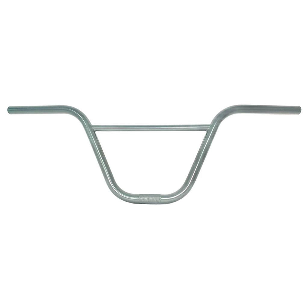 The S&M Credence XL Bars are sleek silver BMX handlebars made from durable 4130 CrMO, featuring a high-rise design with a 9.25" rise and textured grip area for enhanced control.