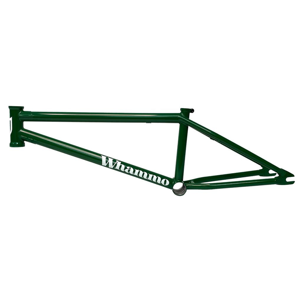 The S&M Whammo V2 (Craig Passero) Frame is a green, street-focused bike frame with "Whammo" on the side and a higher bottom bracket designed for agile urban rides.