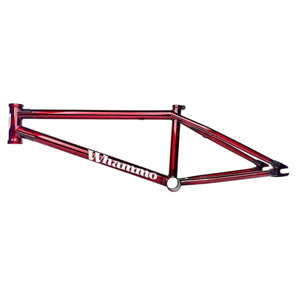 The S&M Whammo V2 (Craig Passero) Frame, designed for urban exploits, features a higher bottom bracket and is showcased in vibrant red against a crisp white background.