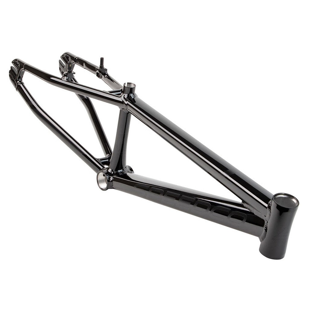 A black Speedco M2 Expert Cruiser Frame made of durable aluminium, sold without wheels, seat, or handlebars, is shown against a white background.