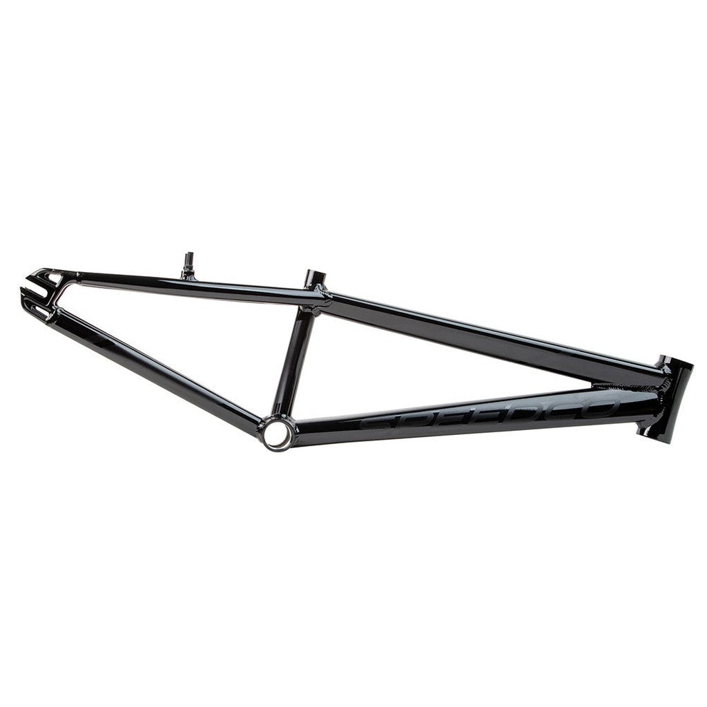 Speedco M2 Expert Frame in black alloy, featuring an angular design, displayed side-on against a white background. Frame only—wheels, disc brakes, seat, and handlebars not included.