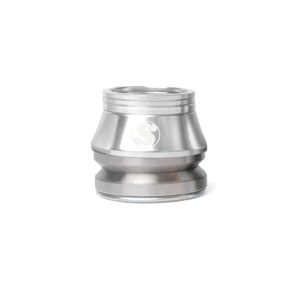 A stainless steel Sunday conical Integrated Headset featuring a laser etched logo on a white background.