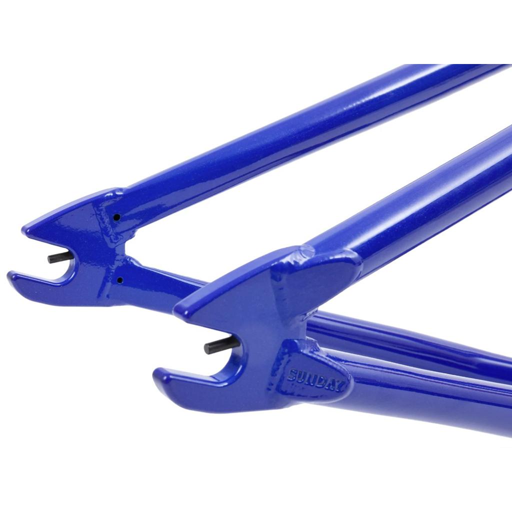 Close-up of the Sunday Street Sweeper Frame (Jake Seeley Signature) dropouts, showcasing a glossy finish that highlights its robust 4130 Chromoly construction.