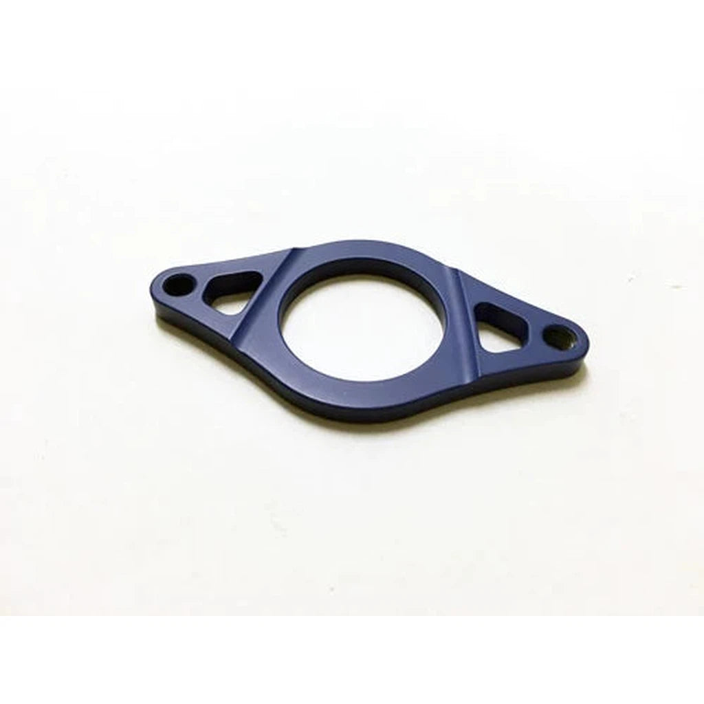 A sleek blue Tempered Bikes Gyro Plate on a white surface.