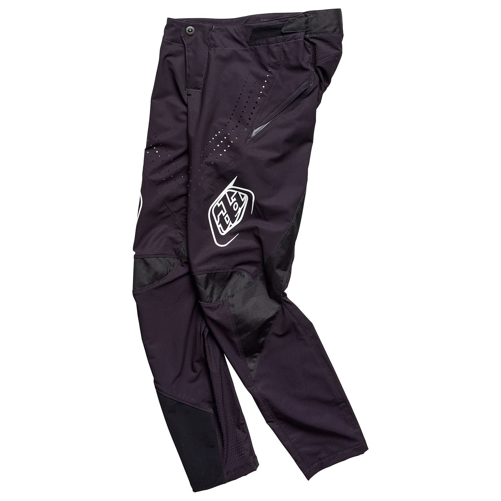 The TLD 25.1 Youth Sprint Pant Mono Black are BMX racing pants in black and gray, featuring mesh ventilation, durable knee protection, and the brand logo on the thigh.