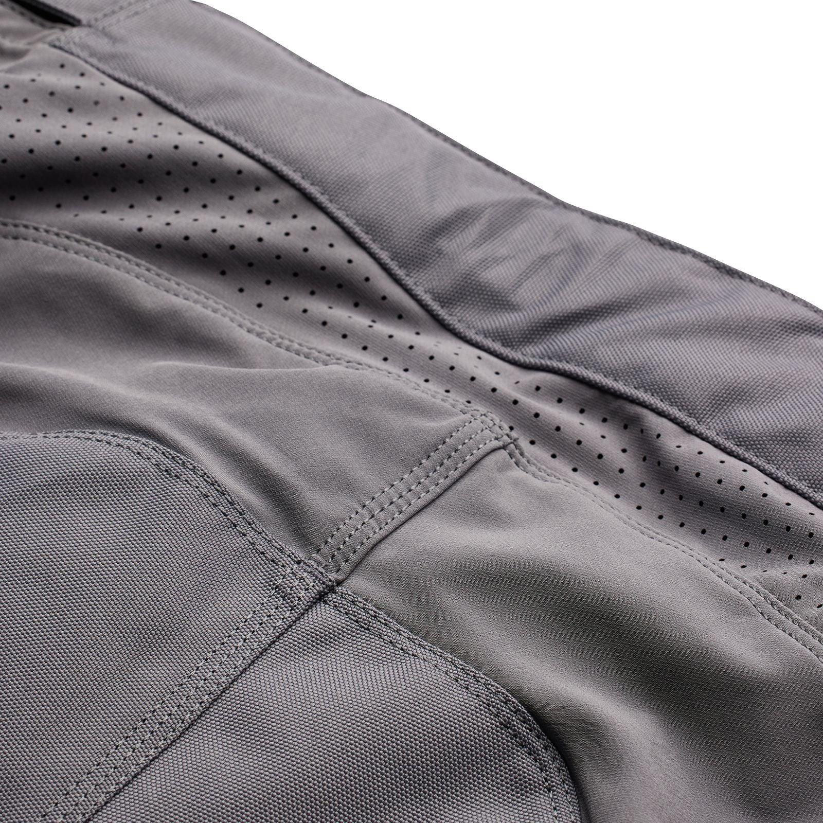 Close-up view of the TLD Youth Sprint Pant Mono Charcoal, featuring durable material with ventilation holes.