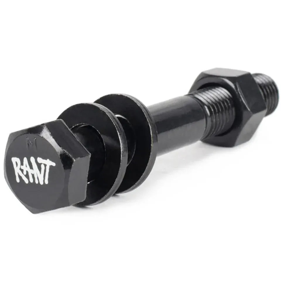 The Rant Fix 'Em Bottom Bracket Tool is a black metal tool made from hardened steel, with "RANT" printed in white on the end. It includes washers and nuts for secure fitment.