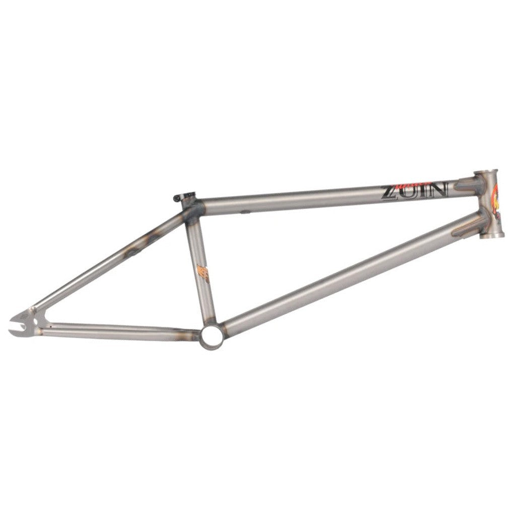 Silver United Zuin Signature ZUIN Frame with the brand name "zoun" displayed on the top tube, isolated on a white background.