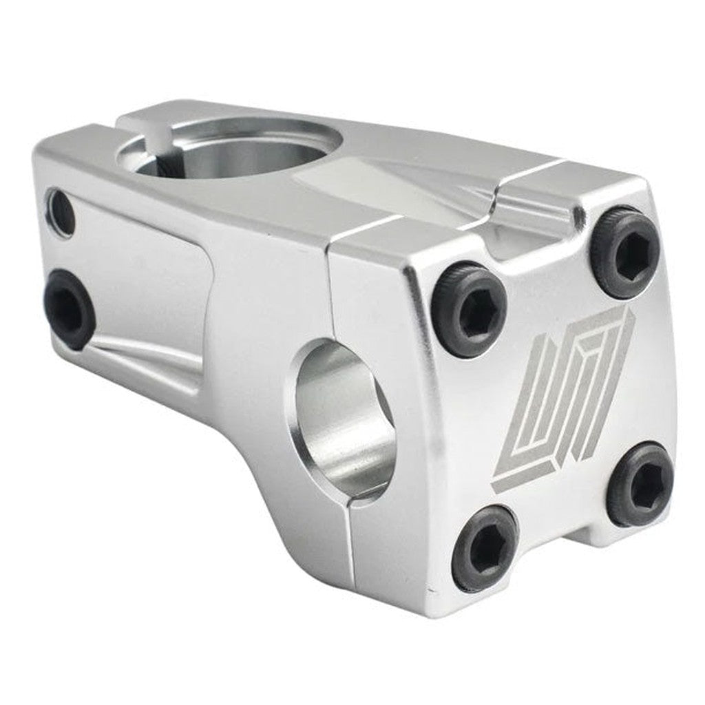 United Miki Front Load Stem with a logo, featuring a CNC 6061 Alloy front clamp design and multiple bolt fittings, shown on a white background.