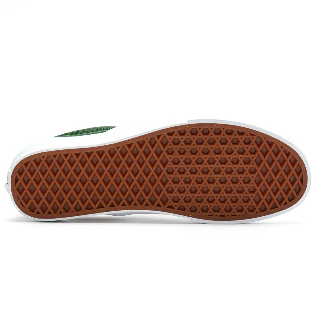 The LUXBMX Vans Classic Slip-On skate shoe in white and green.