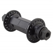 The Alienation Venus Front Hub is a durable black BMX hub with multiple spoke holes on each flange, hexagonal axle ends, and a cylindrical center. It features a sealed bearing design and is shown against a white background.