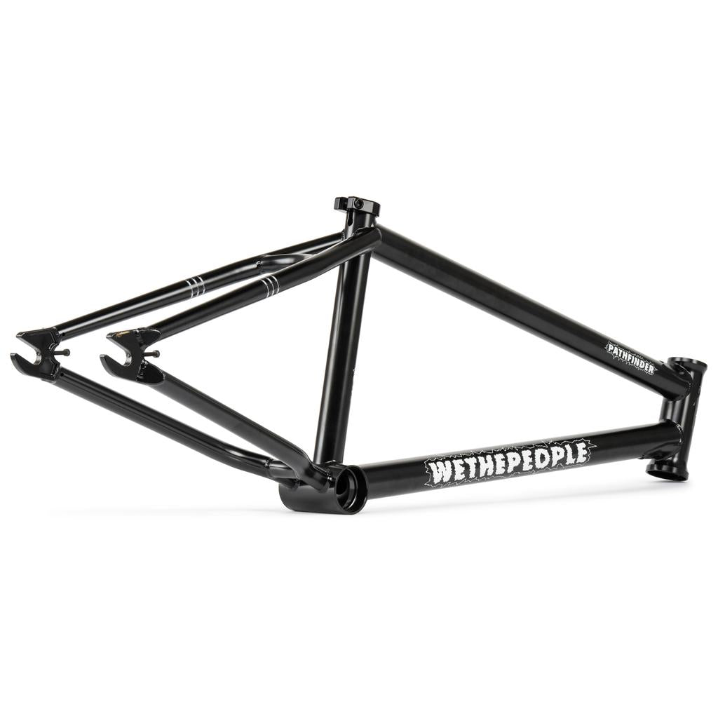 A black Wethepeople Pathfinder Frame BMX with striking white branding, shown on a clean white background.