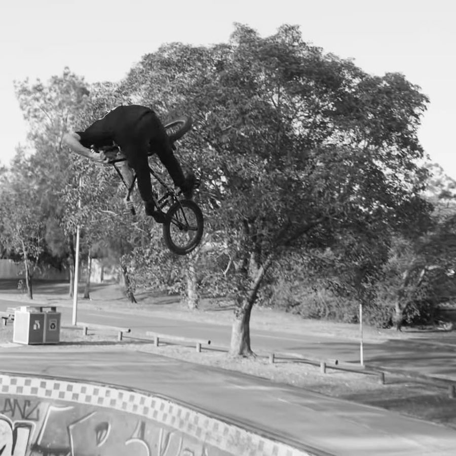 The LUXBMX crew riding Fairfield Skatepark, Brisbane