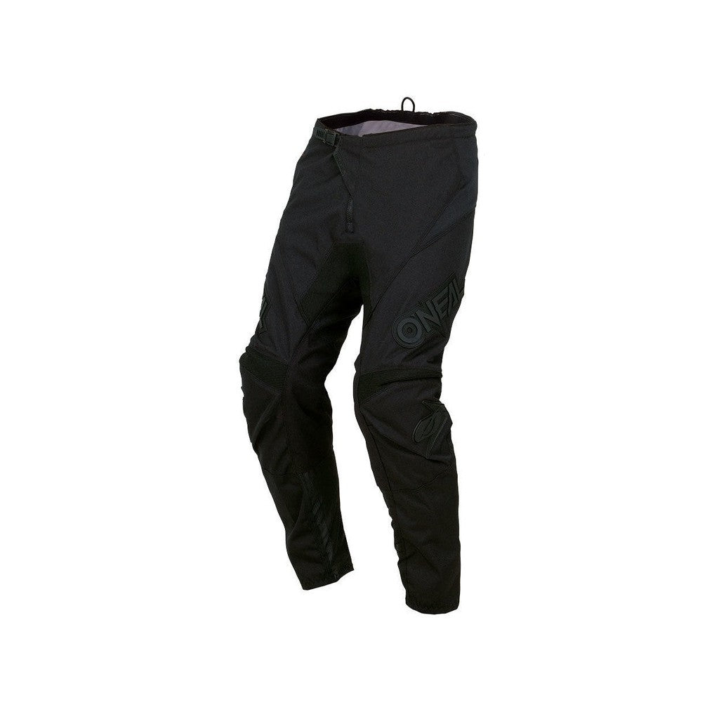 A pair of Oneal Element Classic Youth Pants featuring durable spandex® and an adjustable ratchet closure system, displayed on a white background.