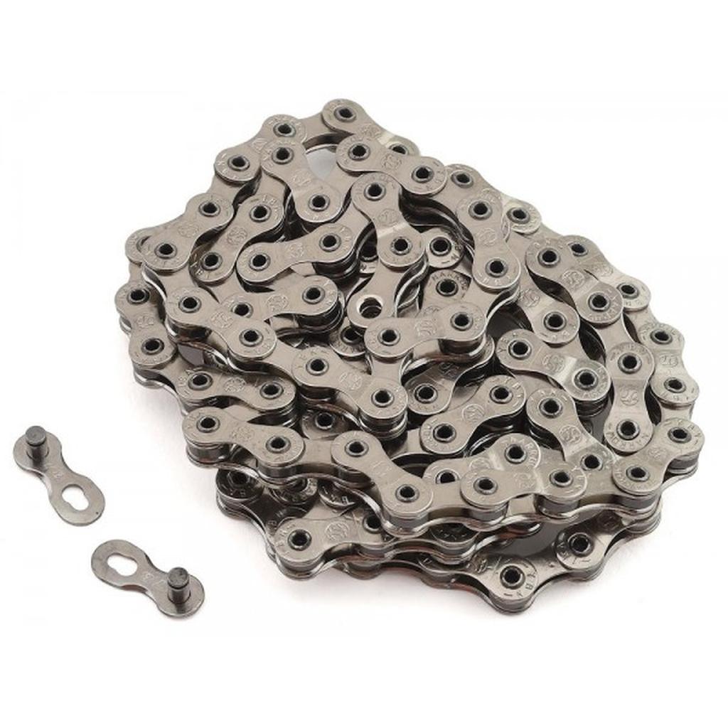 A coiled MCS Superlight Chain (1/2 x 3/32 Inch) with quick link connectors is placed beside it on a white background.