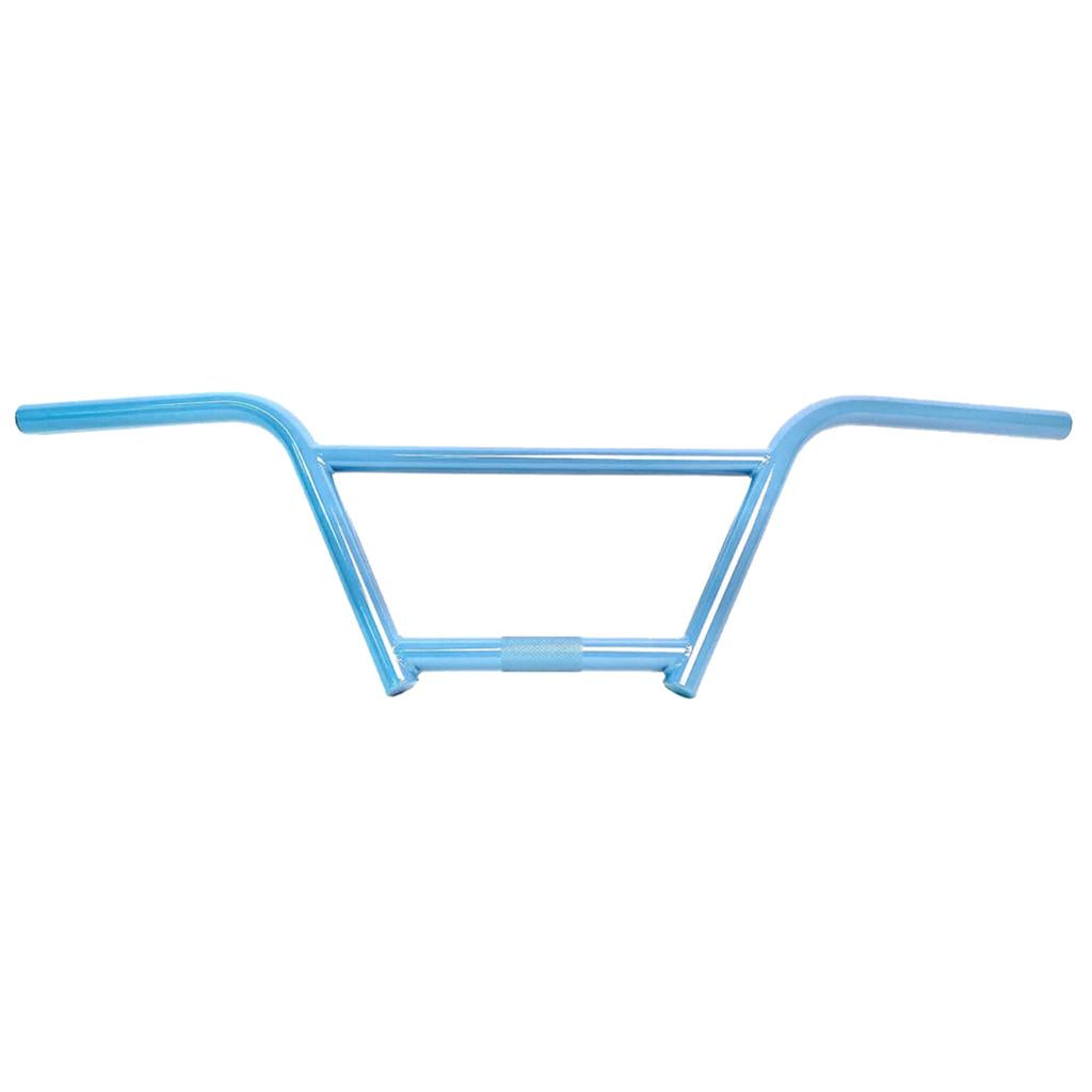 The S&M Cruiser Bars / 4 Piece are light blue cro-mo BMX handlebars with a crossbar, handmade in the USA and shown on a white background—perfect for cruiser racing fans.