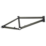 The S&M Rambler Thru N Thru Frame (Nathan Halahan), a metallic BMX dirt jump frame inspired by the S&M RAMBLER, is shown without wheels, seat, or handlebars against a plain white background.